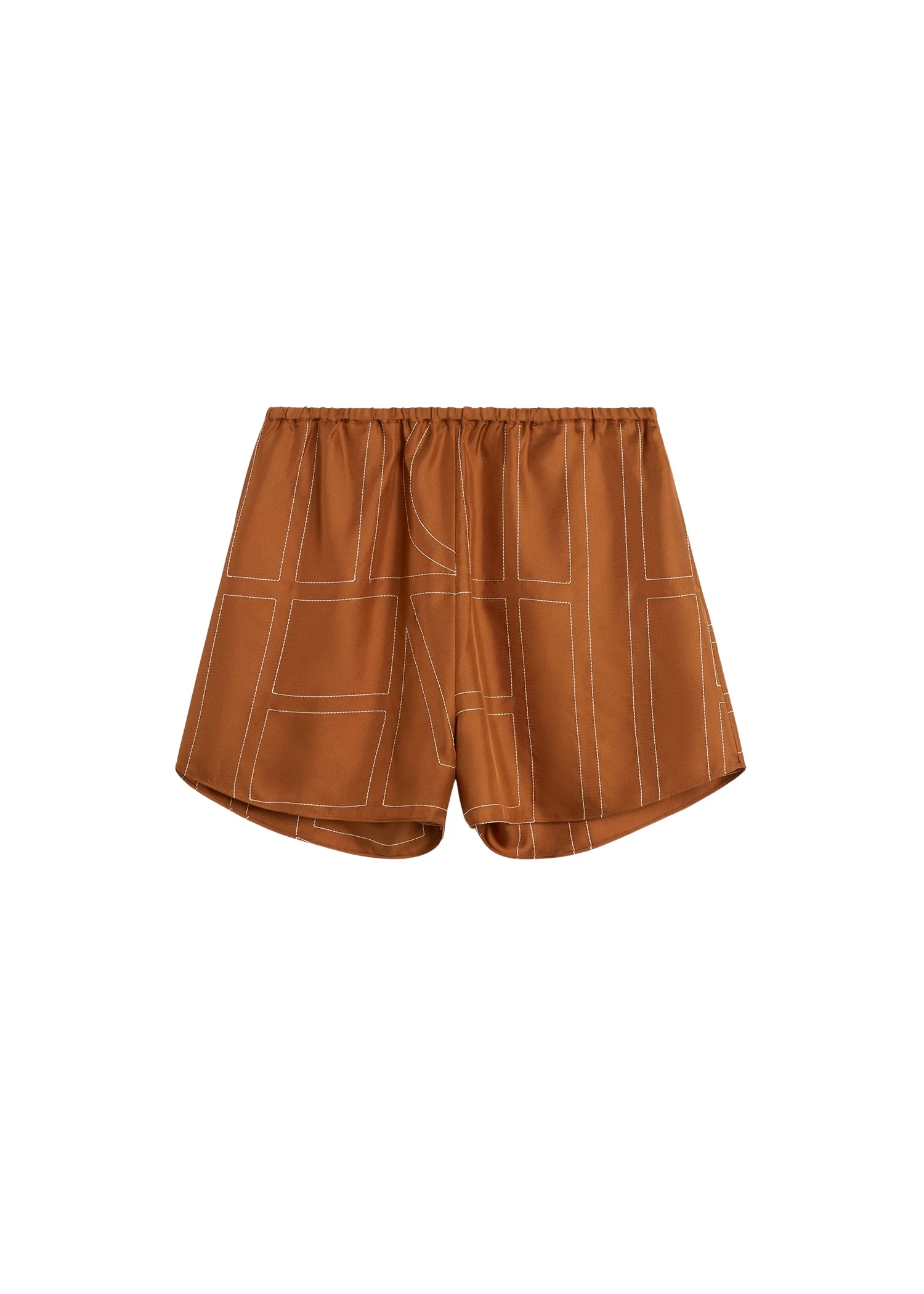 Toteme-Monogram-silk-pj-shorts-terracotta73695_nobg Toteme Shorts with minimalist design at Luxury Shoes