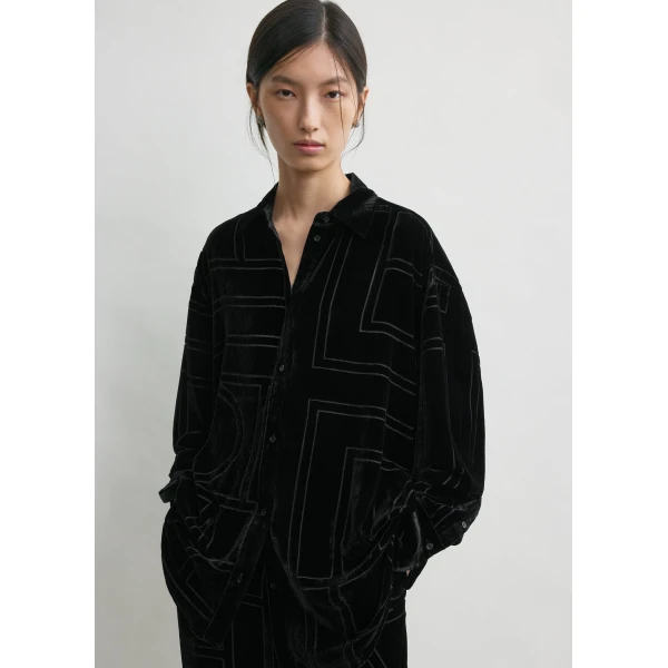 Oversized devoré shirt black - Image 5