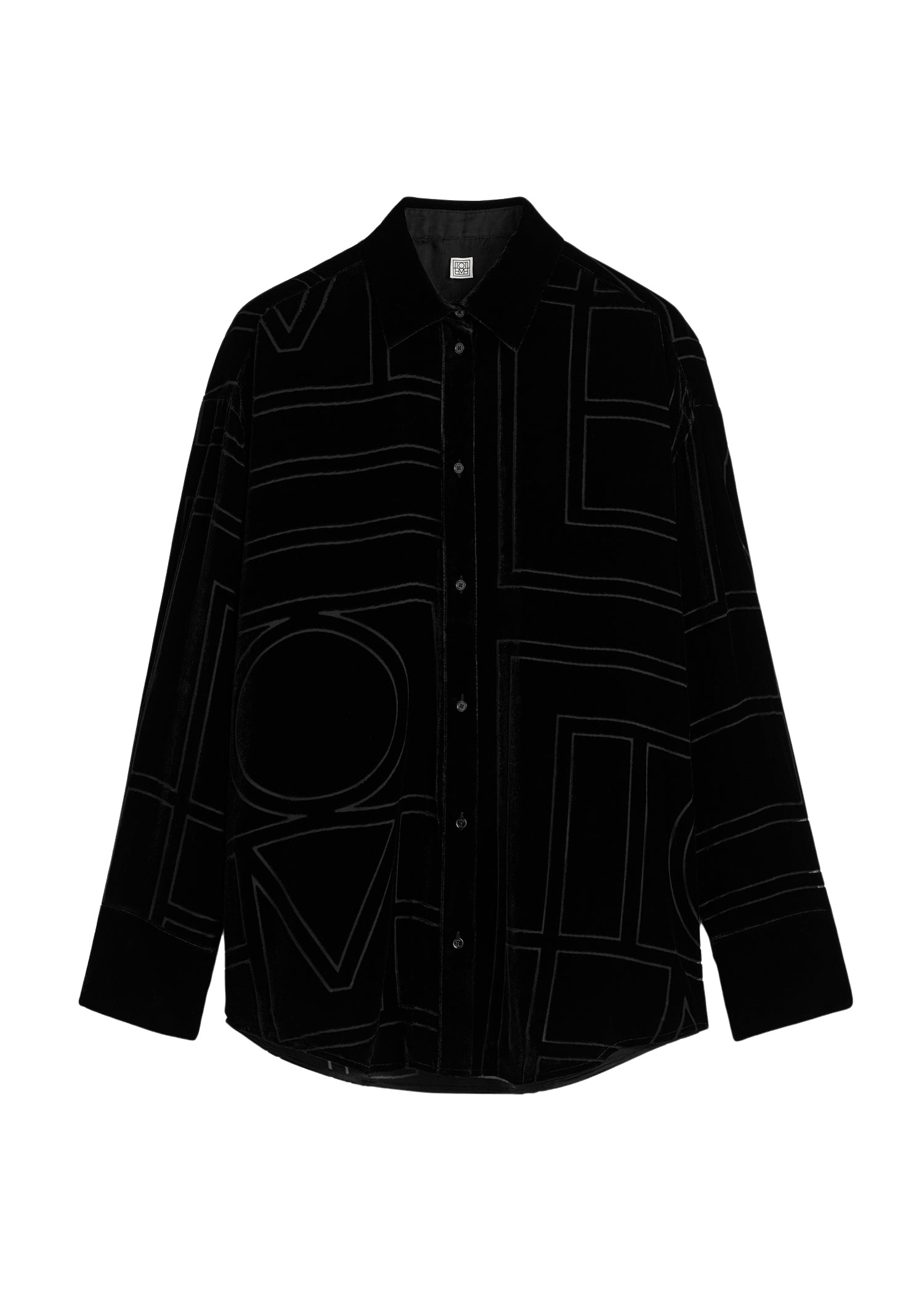 Toteme-Oversized-devore-shirt-black12138_nobg Toteme Tops with minimalist design at Luxury Shoes