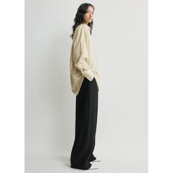Oversized striped shirt beige/brown - Image 3