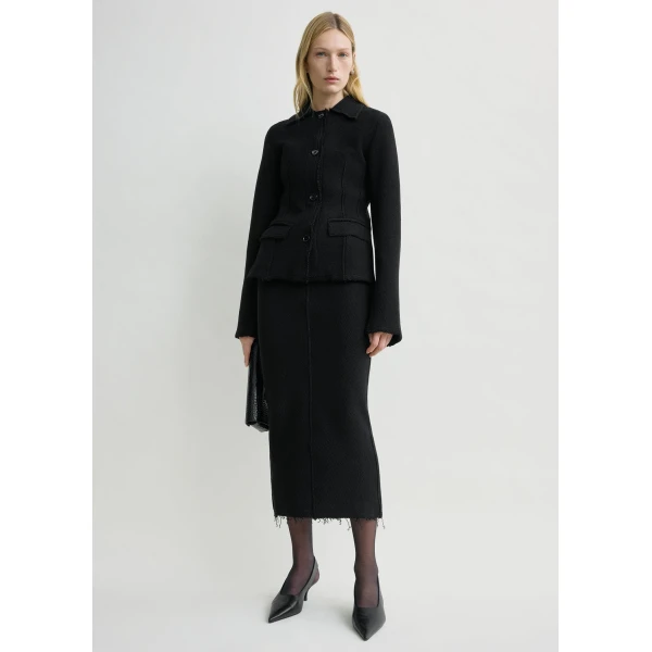 Raw hem cotton jacket black - Image 3