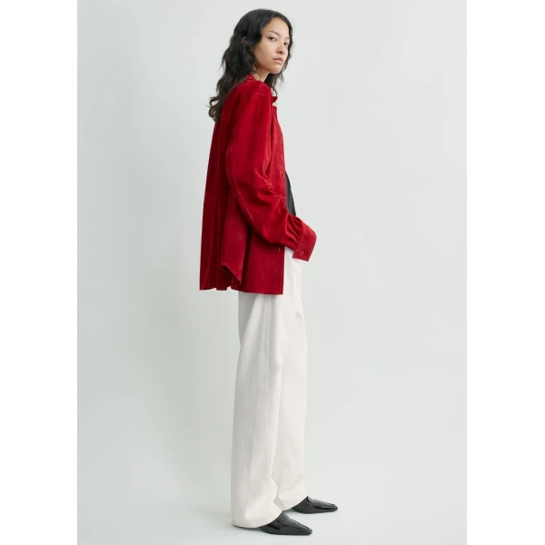 Soft suede overshirt poppy - Image 3