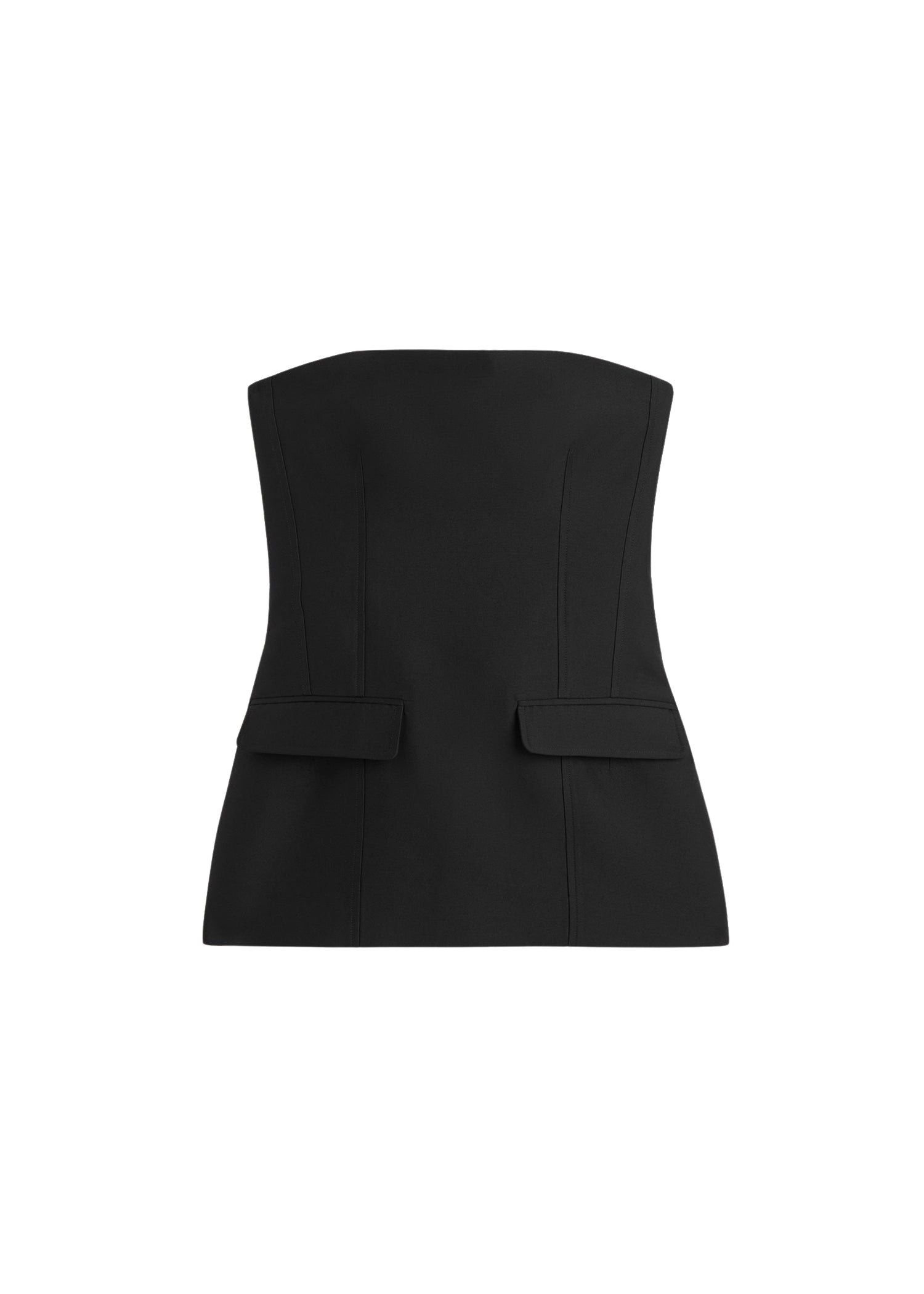 Toteme-Strapless-crepe-pocket-top-black12975_nobg Toteme Tops with minimalist design at Luxury Shoes