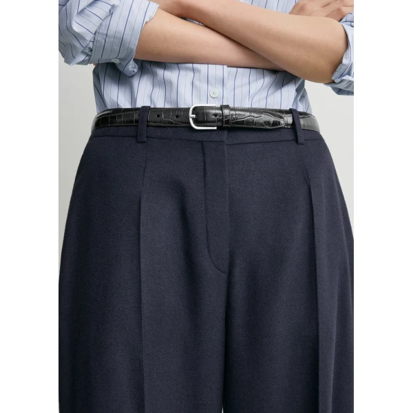 Wide flannel trousers navy - Image 5