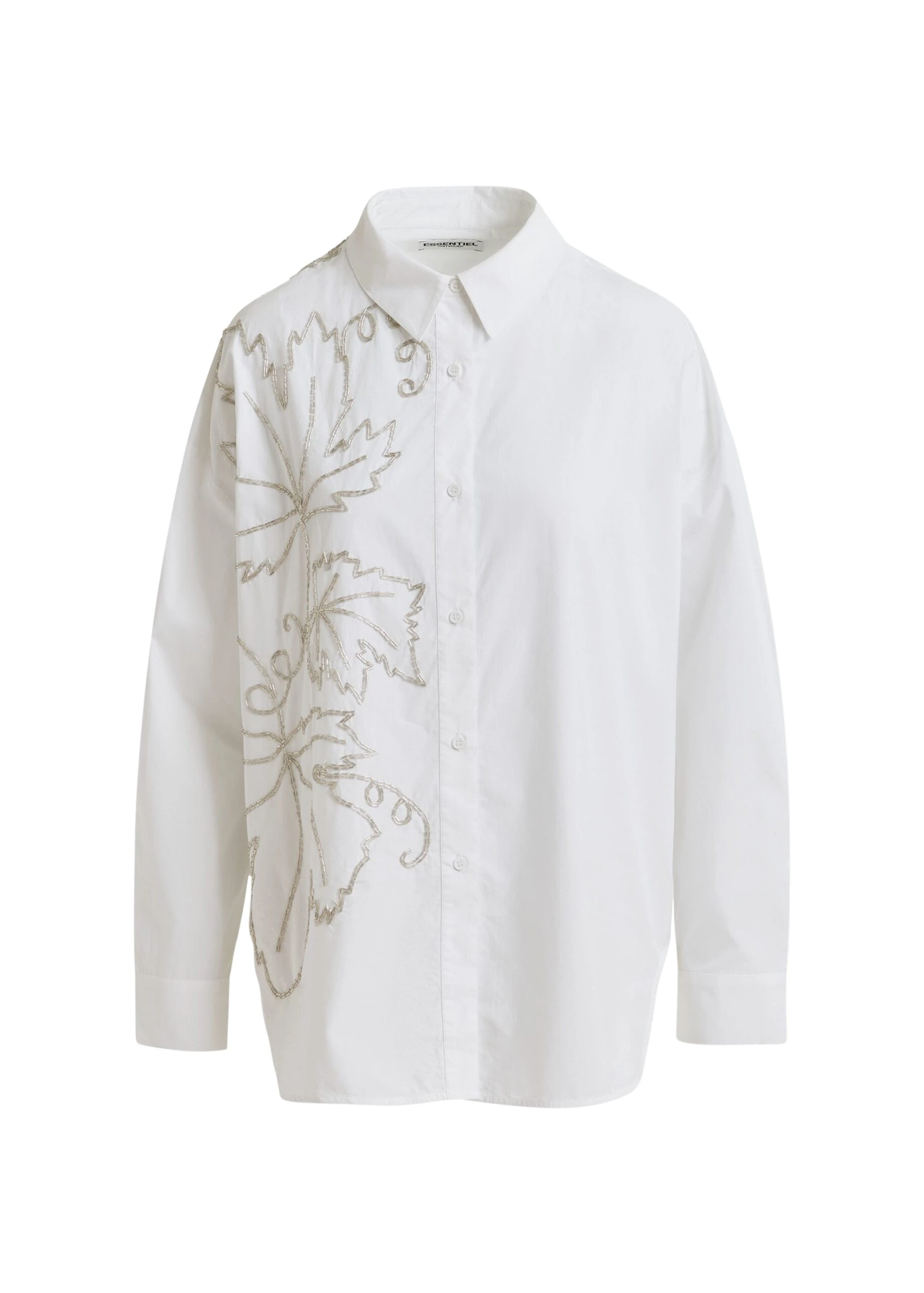 White-oversized-cotton-shirt-with-bead-embellished-embroideries-Essentiel-Antwerp-Shirts-scaled47140_nobg Essentiel Antwerp White oversized cotton shirt with bead embellished embroideries - Essentiel Antwerp Shirts - Colorful Belgian Design - Shop at Luxury Shoes