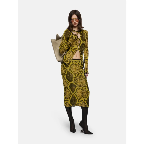 The Attico Yellow And Black Midi Skirt - The Attico Skirts - Designed by Gilda Ambrosio & Giorgia Tordini - Shop at Luxury Shoes 