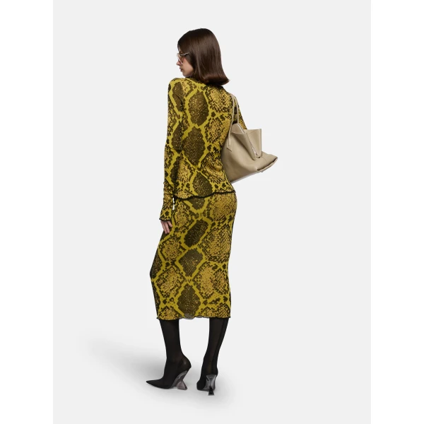 The Attico Yellow And Black Midi Skirt - The Attico Skirts - Designed by Gilda Ambrosio & Giorgia Tordini - Shop at Luxury Shoes 