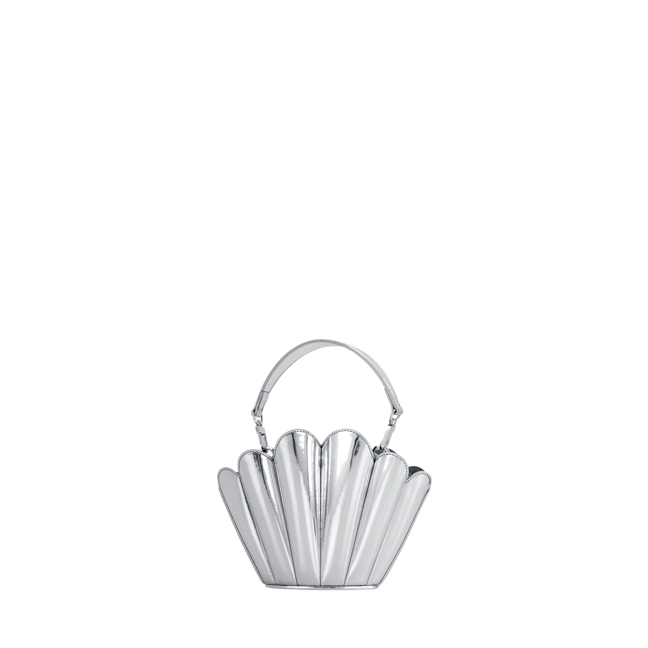 mlouye-Micro-Seashell-Mirror-Bags52721_nobg Mlouye Micro Seashell - Mirror Bag a Architectural Leather Handbag in Silver at Luxury Handbags Luxury
