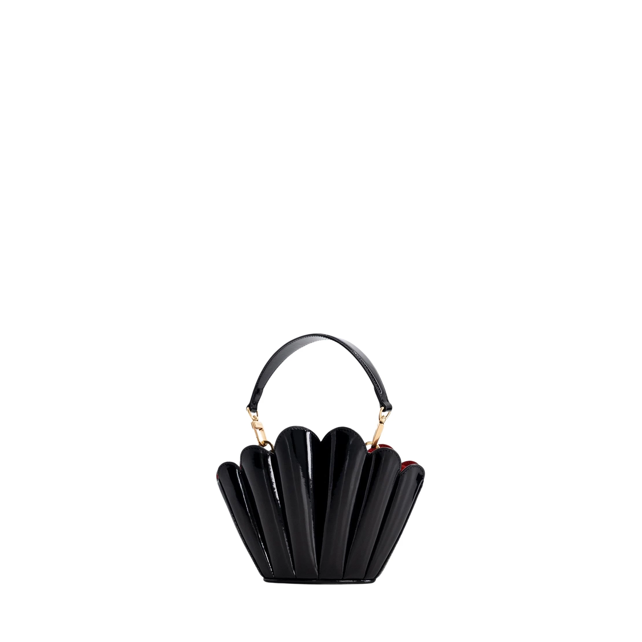 mlouye-Micro-Seashell-Patent-Black-Bags24501_nobg Mlouye Micro Seashell - Patent Black Bag a Architectural Leather Handbag in Black at Luxury Handbags Luxury
