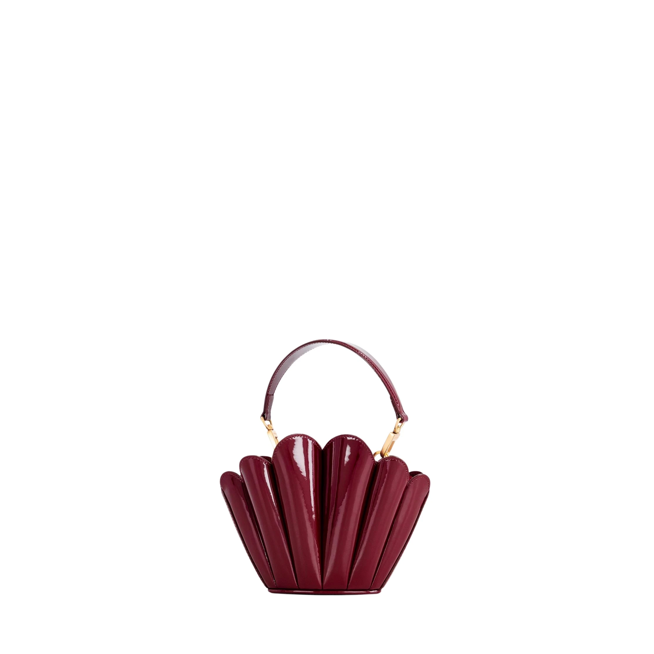 mlouye-Micro-Seashell-Patent-Bordeaux-Bags58262_nobg Mlouye Micro Seashell - Patent Bordeaux Bag a Architectural Leather Handbag in Red at Luxury Handbags Luxury