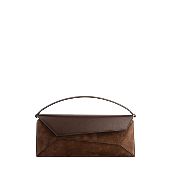 Mlouye Naomi Baguette - Suede Espresso Bag a Architectural Leather Handbag in Brown at  Luxury Handbags Luxury