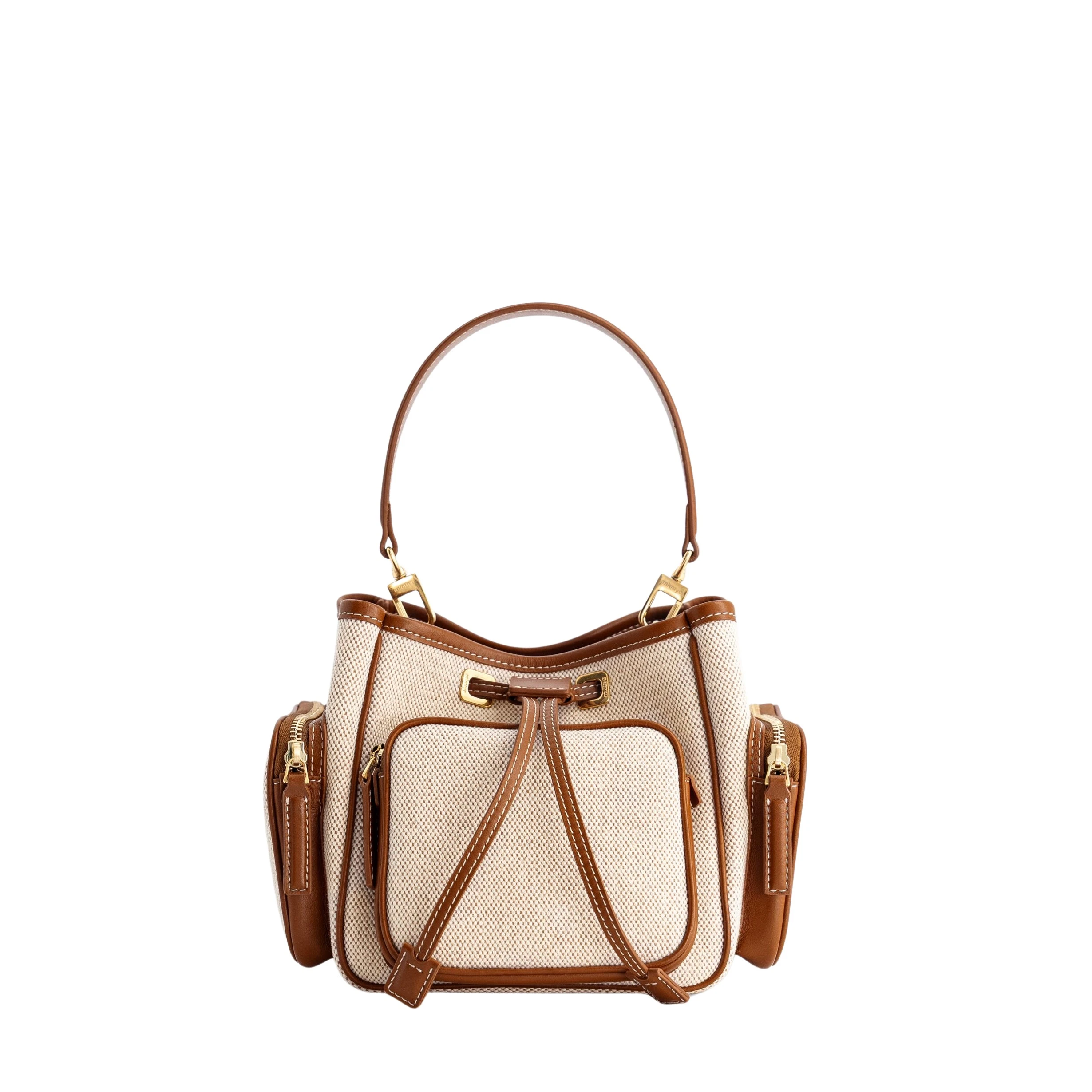 mlouye-Quad-Canvas-Bags59417_nobg Mlouye Quad - Canvas Bag a Architectural Leather Handbag in Beige at Luxury Handbags Luxury