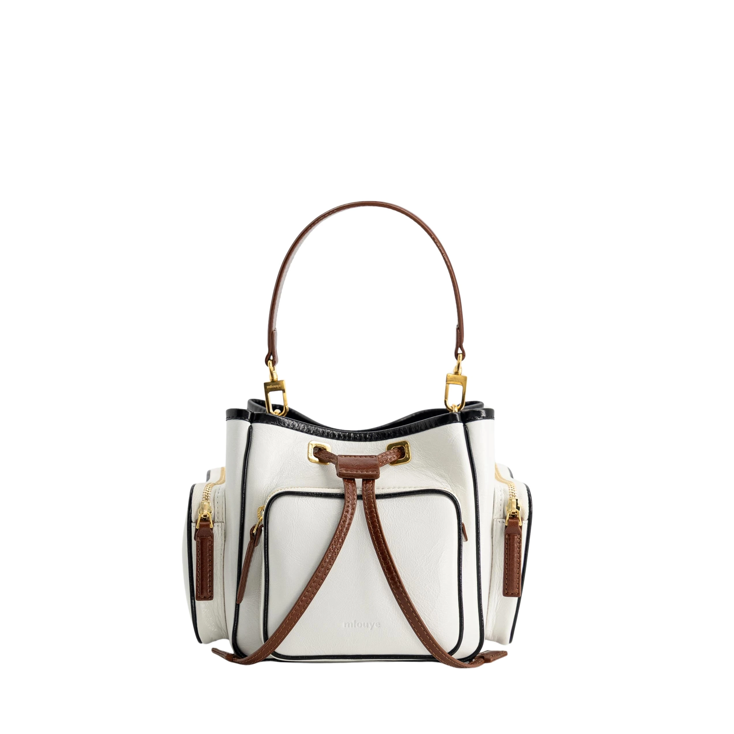 mlouye-Quad-Crinkled-White-Bags70886_nobg Mlouye Quad - Crinkled White Bag a Architectural Leather Handbag in White at Luxury Handbags Luxury