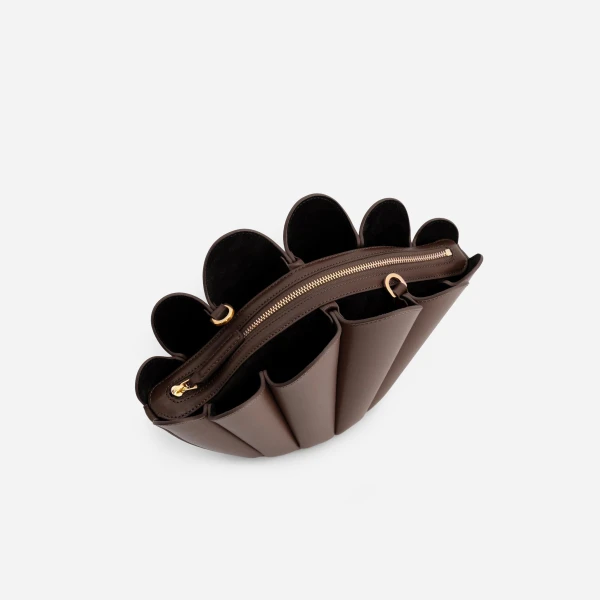 Mlouye Seashell Crossbody - Espresso Bag a Architectural Leather Handbag in Brown at  Luxury Handbags Luxury