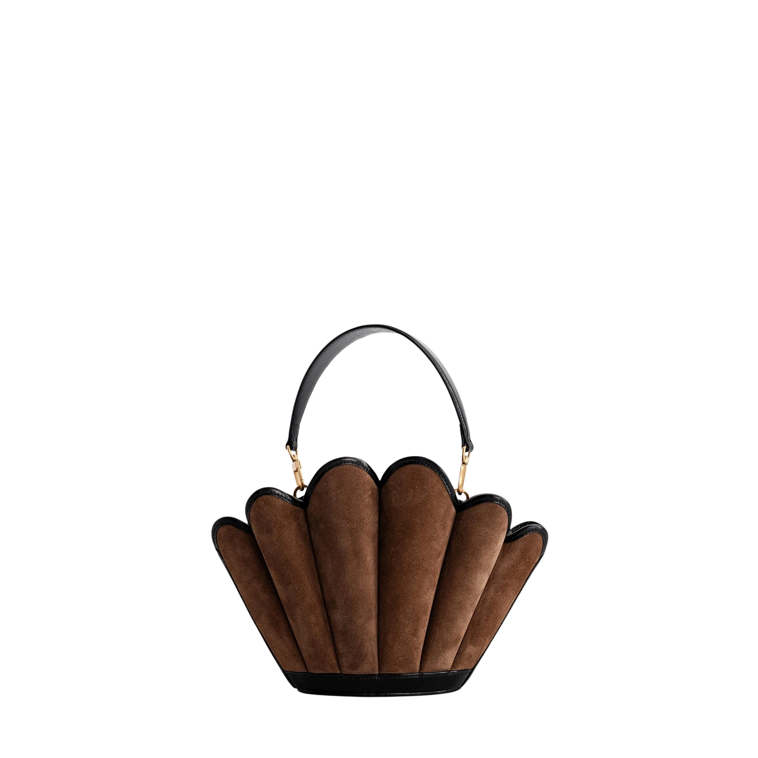 mlouye-Seashell-Crossbody-Suede-Espresso-Bags-scaled28557_nobg Mlouye Seashell Crossbody - Suede Espresso Bag a Architectural Leather Handbag in Brown at Luxury Handbags Luxury