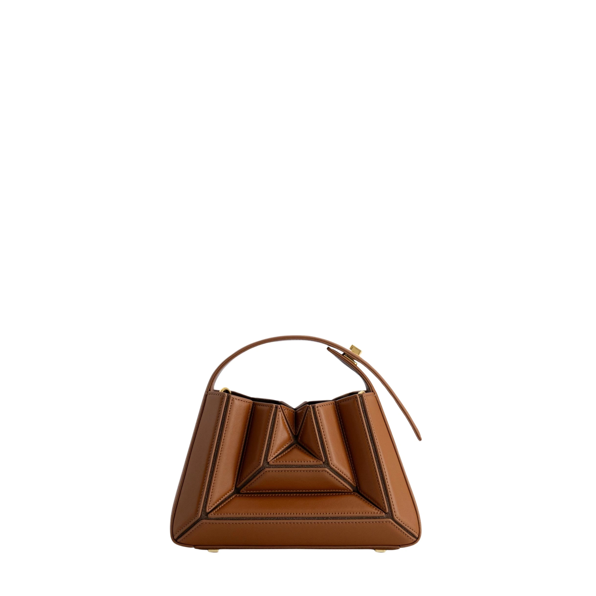 mlouye-Sera-Mia-Tan-Bags19721_nobg Mlouye Sera Mia - Tan Bag a Architectural Leather Handbag in Brown at Luxury Handbags Luxury
