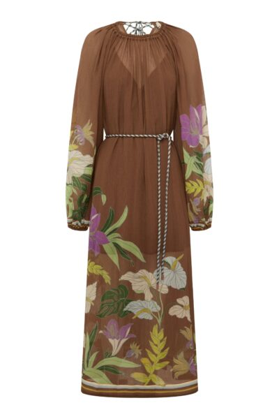 Alemais Alfie Ruched Midi Dress  Sustainable Dresses with Alemais print -  Luxury Handbags Australian Designer