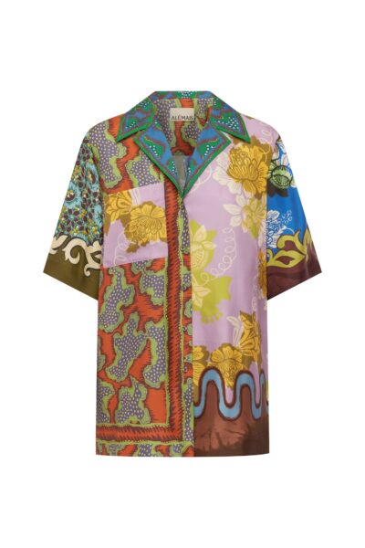 Alemais Arnie Silk Shirt  Sustainable Tops with Alemais print -  Luxury Handbags Australian Designer