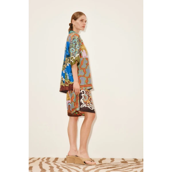 Alemais Arnie Silk Short  Sustainable Shorts with Alemais print -  Luxury Handbags Australian Designer