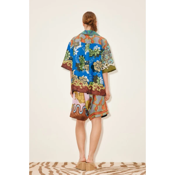 Alemais Arnie Silk Short  Sustainable Shorts with Alemais print -  Luxury Handbags Australian Designer