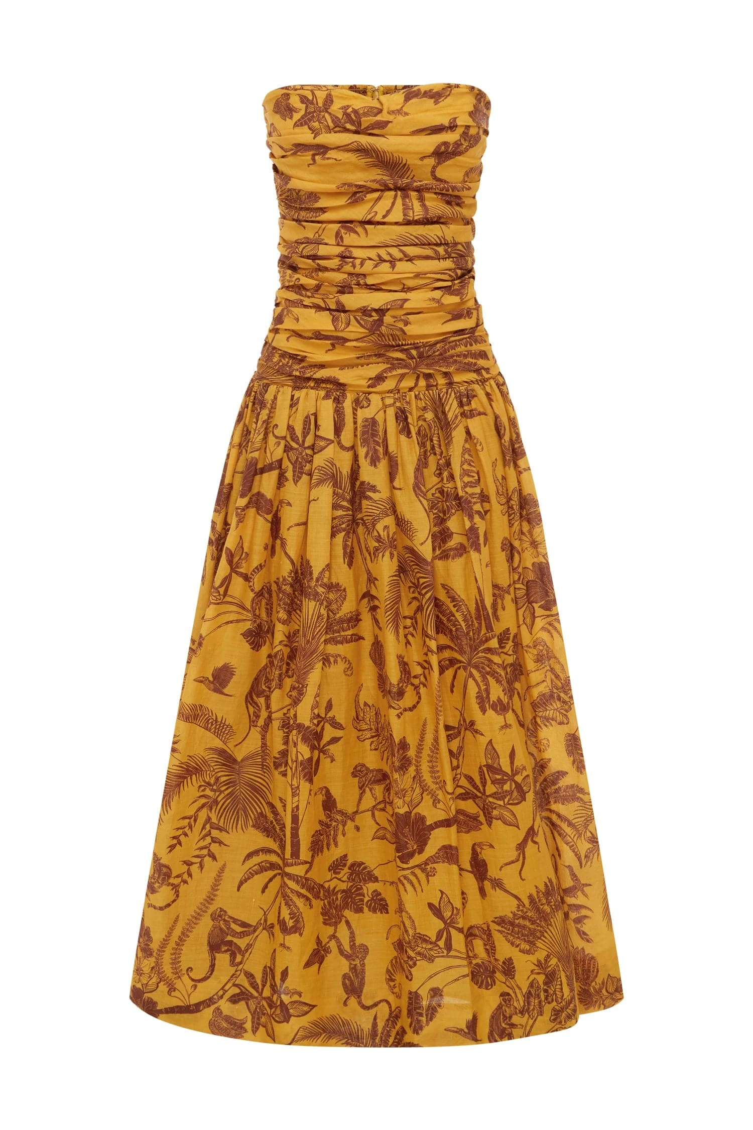 Banana Blossom Ruched Gown by Alemais - Dresses Alemais Banana Blossom Ruched Gown Sustainable Dresses with Alemais print - Luxury Handbags Australian Designer