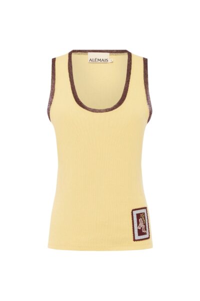 Alemais Ramon Tank Lemon  Sustainable Tops with Alemais print -  Luxury Handbags Australian Designer