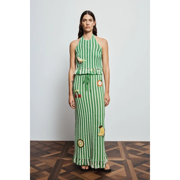 Alemais Sundae Green Halter Top  Sustainable Tops with Alemais print -  Luxury Handbags Australian Designer