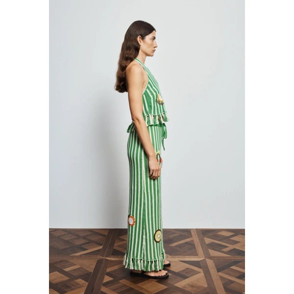 Alemais Sundae Green Halter Top  Sustainable Tops with Alemais print -  Luxury Handbags Australian Designer