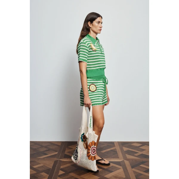 Alemais Sundae Green Short  Sustainable Shorts with Alemais print -  Luxury Handbags Australian Designer