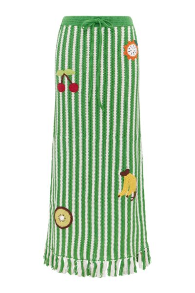 Alemais Sundae Green Skirt  Sustainable Skirts with Alemais print -  Luxury Handbags Australian Designer