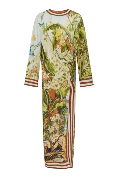 Alemais Toucan Tango Silk Midi Dress  Sustainable Dresses with Alemais print -  Luxury Handbags Australian Designer
