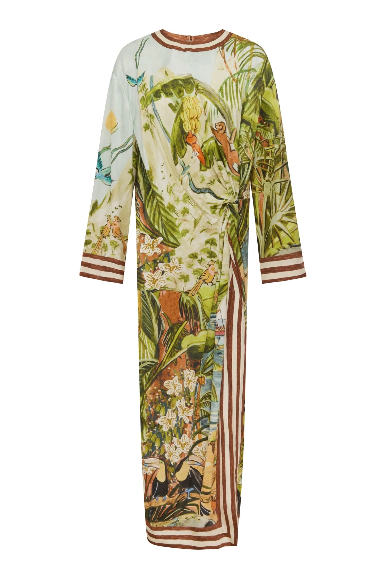 Toucan Tango Silk Midi Dress by Alemais - Dresses Alemais Toucan Tango Silk Midi Dress Sustainable Dresses with Alemais print - Luxury Handbags Australian Designer