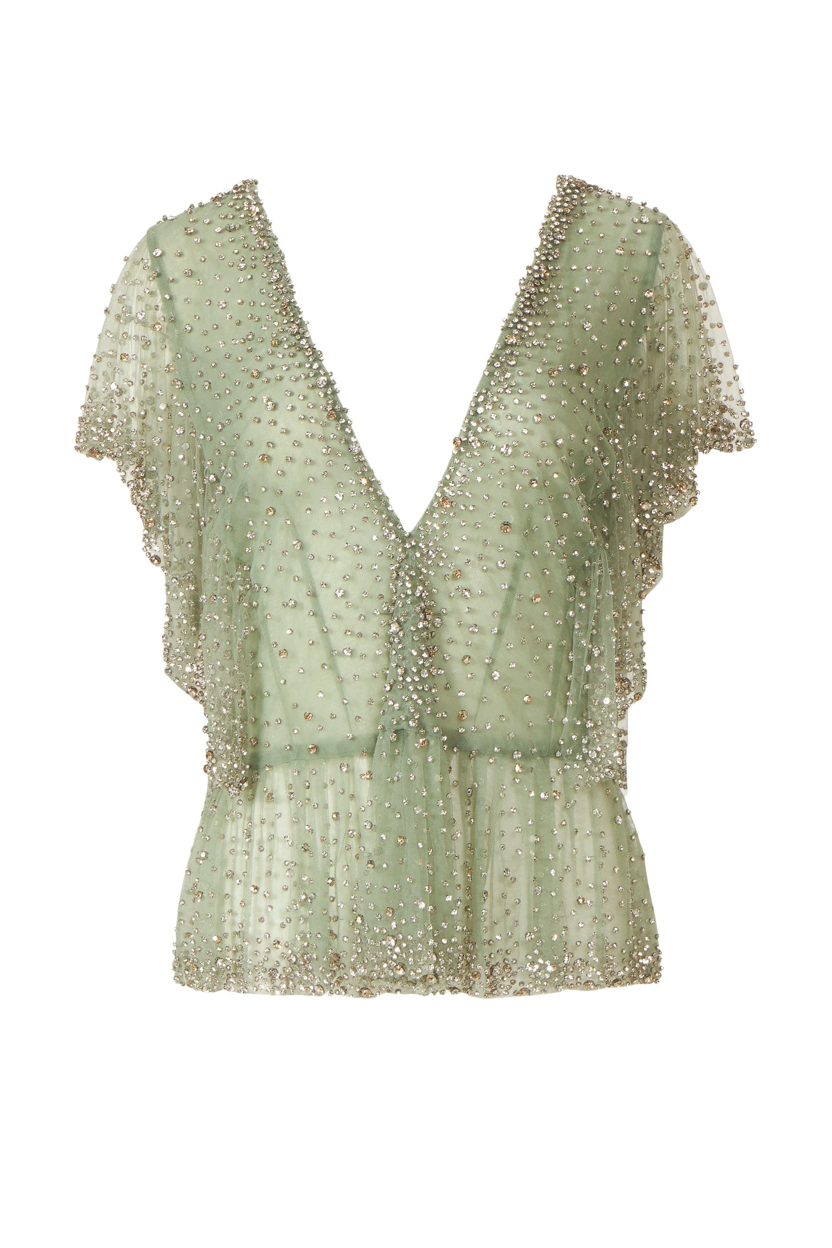 Aletta-Crystal-French-Tulle-Peplum-Top-Costarellos-Tops35449_nobg Costarellos Tops - Romantic Greek Lace - Shop at Luxury Shoes