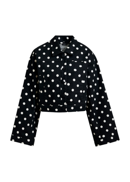 Essentiel Antwerp Black and white polka-dot cropped cotton jacket - Essentiel Antwerp Jackets - Colorful Belgian Design - Shop at Luxury Shoes 