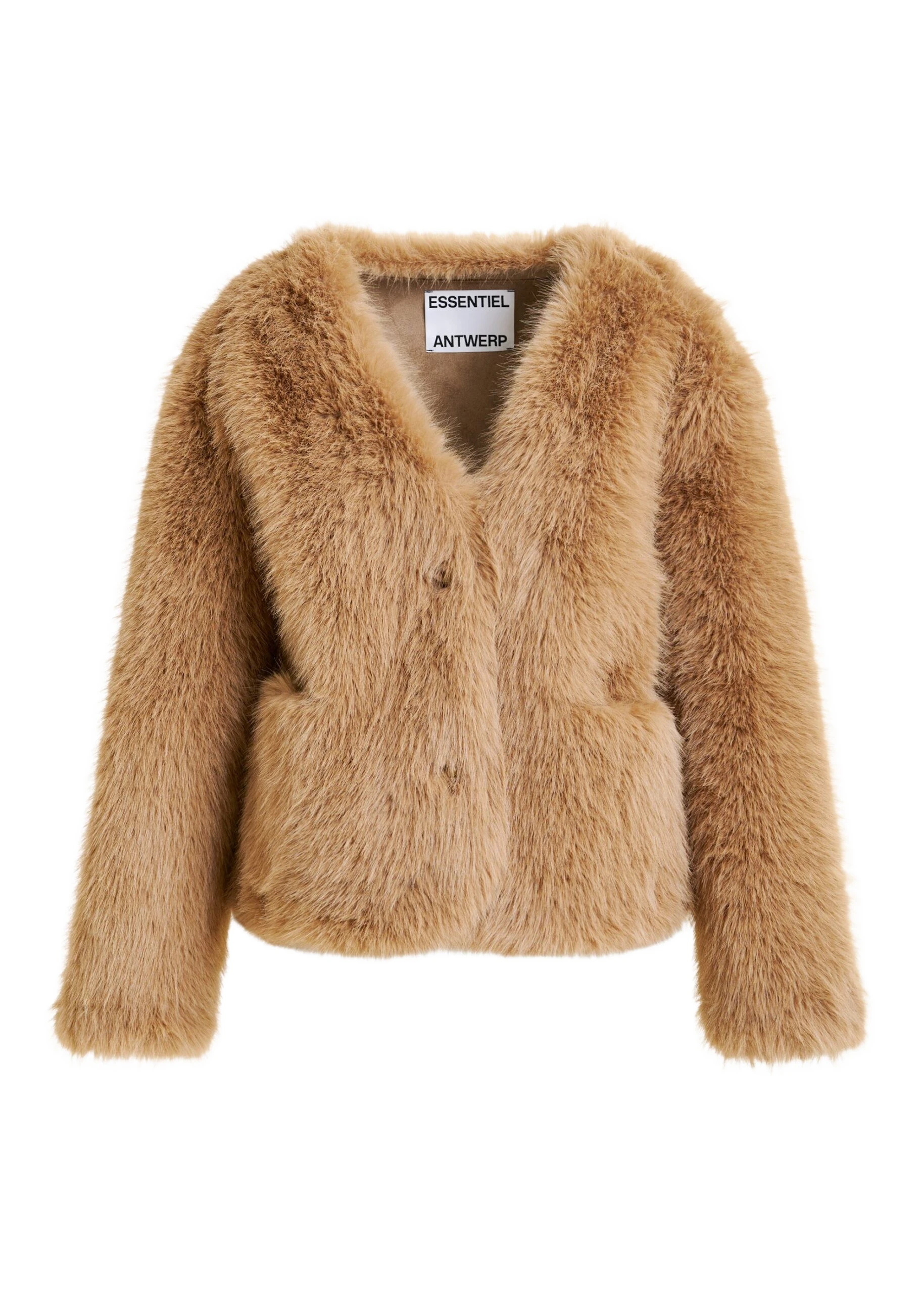 Brown-faux-fur-jacket-Essentiel-Antwerp-Jackets-scaled35248_nobg Essentiel Antwerp Brown faux fur jacket - Essentiel Antwerp Jackets - Colorful Belgian Design - Shop at Luxury Shoes