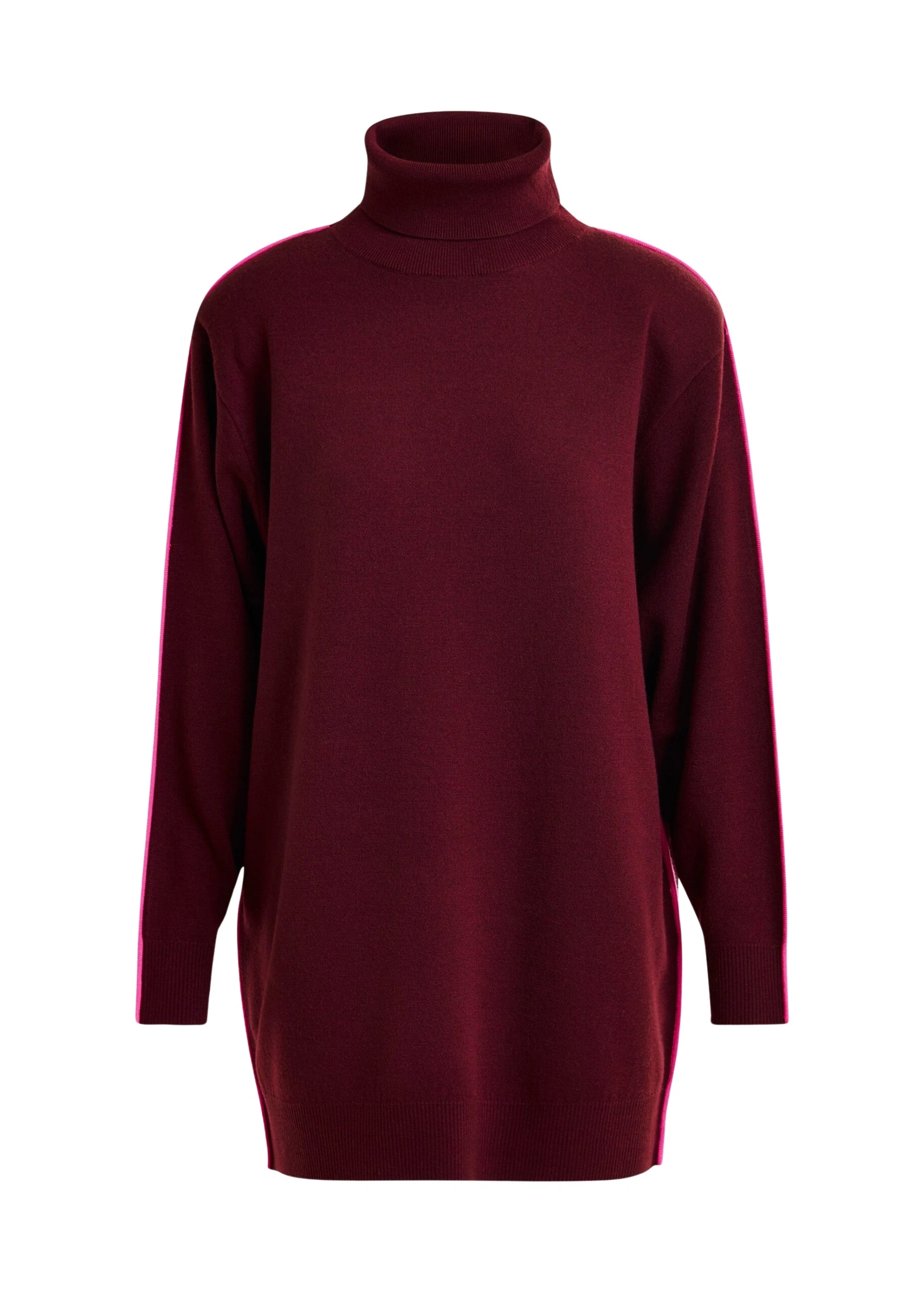 Burgundy-and-pink-turtleneck-wool-blend-mini-dress-with-contrast-stripe-Essentiel-Antwerp-Dresses-scaled46069_nobg Essentiel Antwerp Burgundy and pink turtleneck wool-blend mini dress with contrast stripe - Essentiel Antwerp Dresses - Colorful Belgian Design - Shop at Luxury Shoes