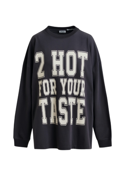 Essentiel Antwerp Dark grey and off-white printed organic cotton long-sleeve T-shirt - Essentiel Antwerp Shirts - Colorful Belgian Design - Shop at Luxury Shoes 