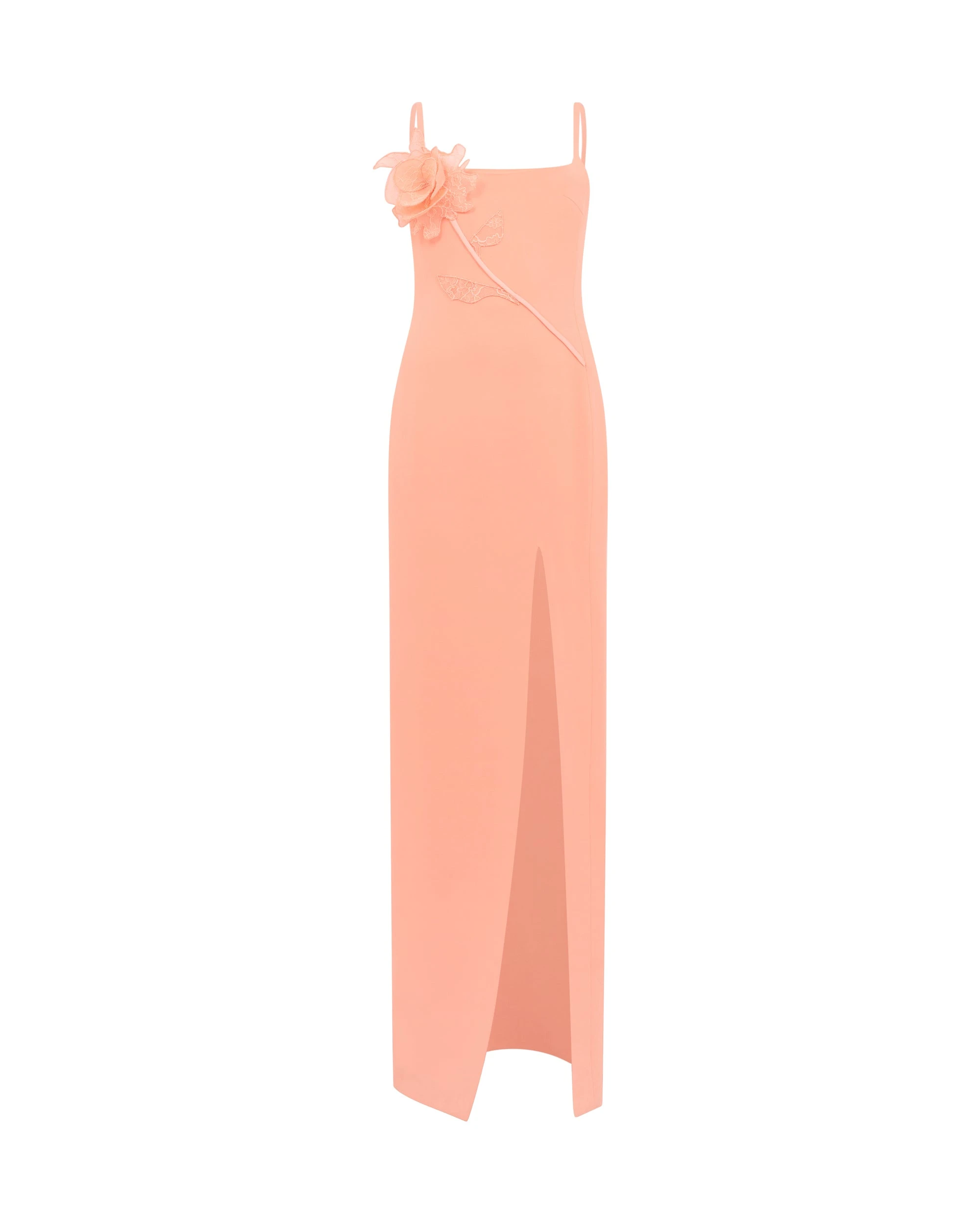 David Koma Lace Rose Embroidered Gown In Peach David Koma Lace Rose Embroidered Gown In Peach
