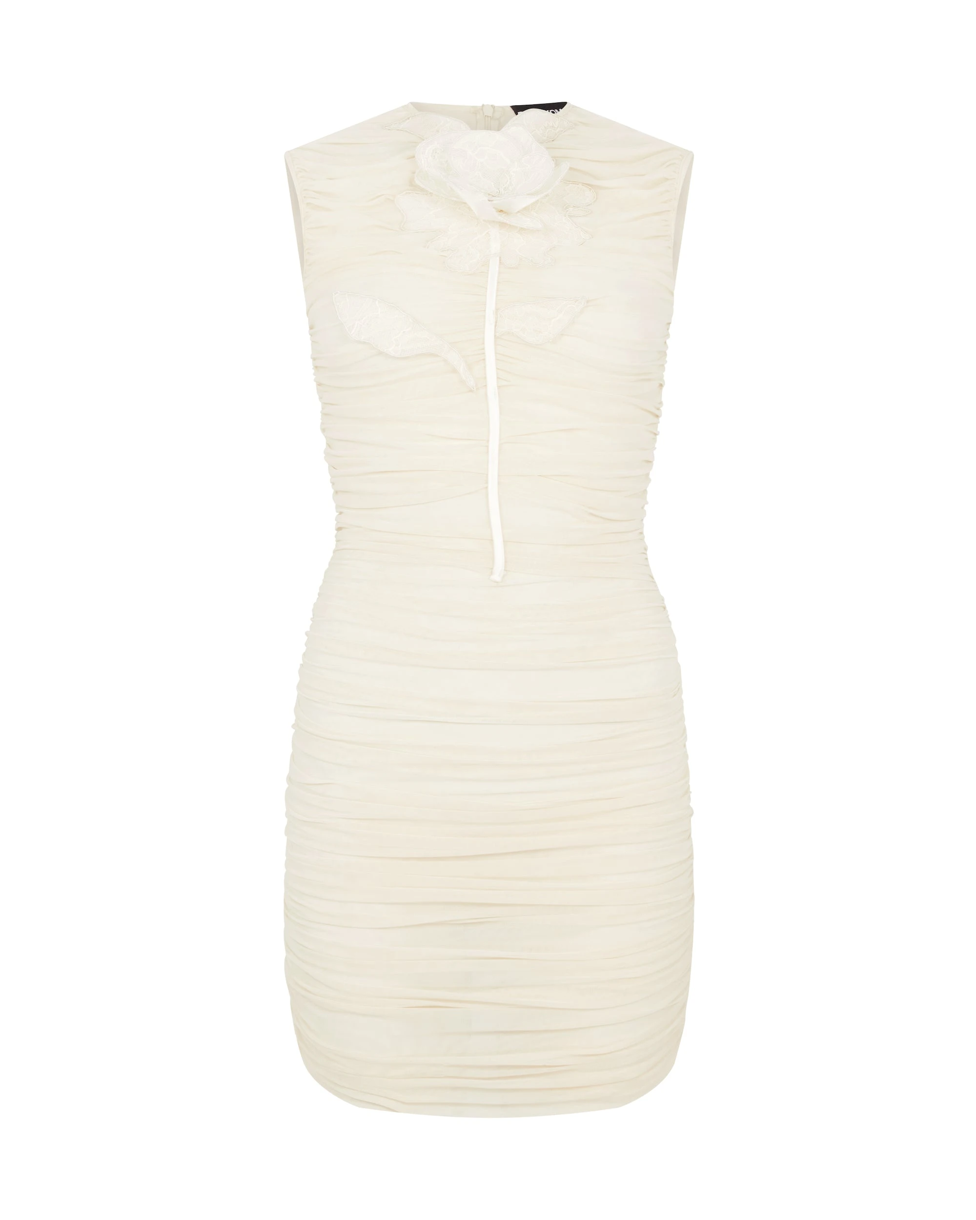 David Koma Lace Rose Embroidered Ruched Mini Dress David Koma Lace Rose Embroidered Ruched Mini Dress