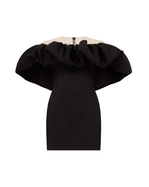 David Koma Puff Top Detail Satin Mini Dress