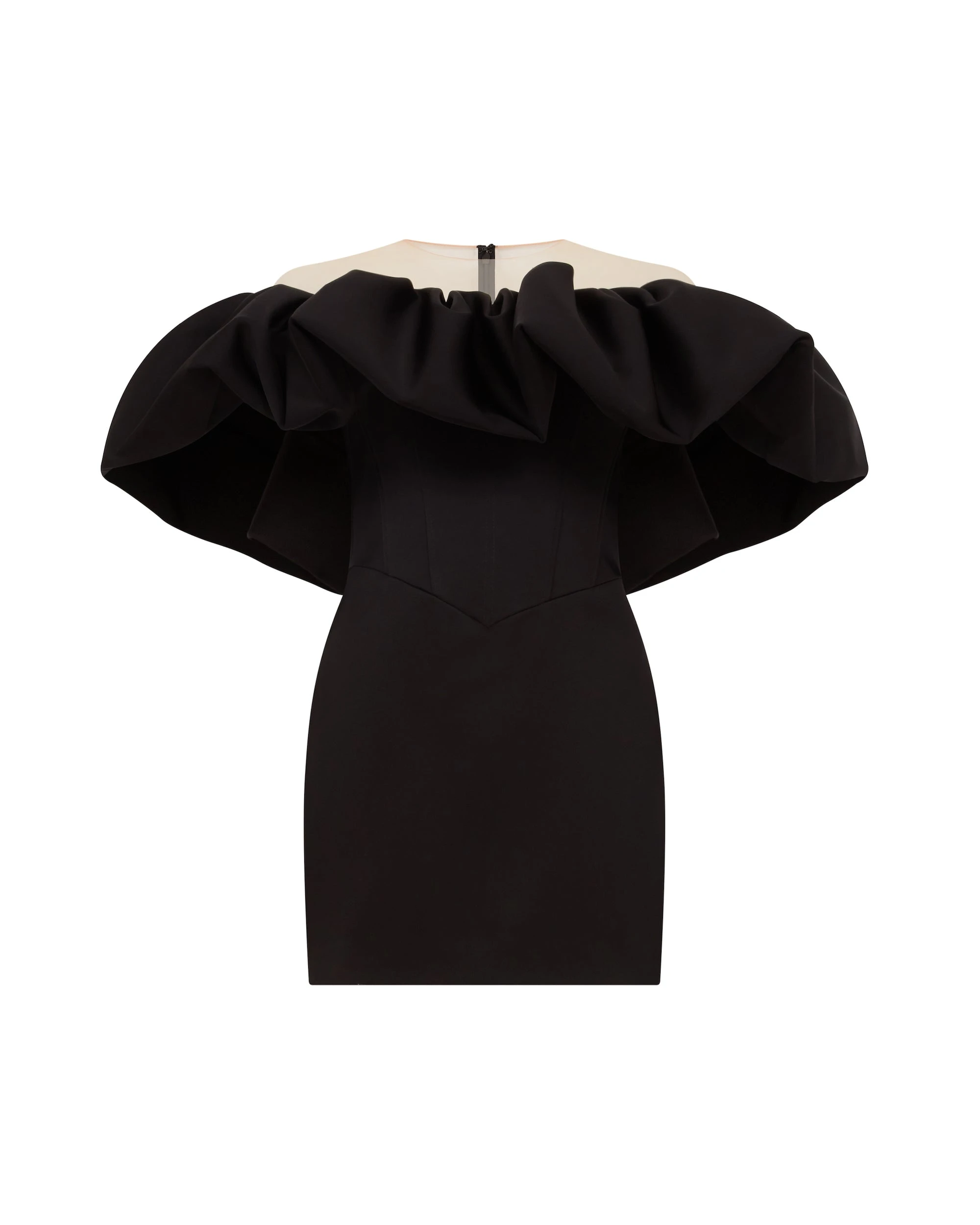 David Koma Puff Top Detail Satin Mini Dress David Koma Puff Top Detail Satin Mini Dress