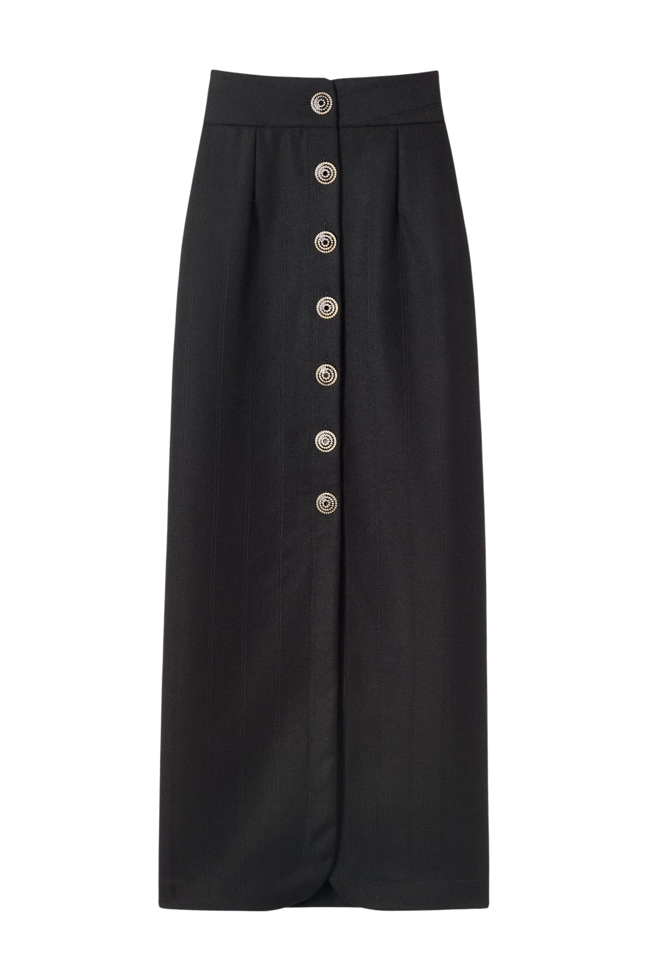 Destree-Black-virgin-wool-long-skirt-with-refined-buttons74992_nobg Destree Black virgin wool long skirt with refined buttons - Destree - Graphic Parisian Fashion - Shop at Luxury Shoes