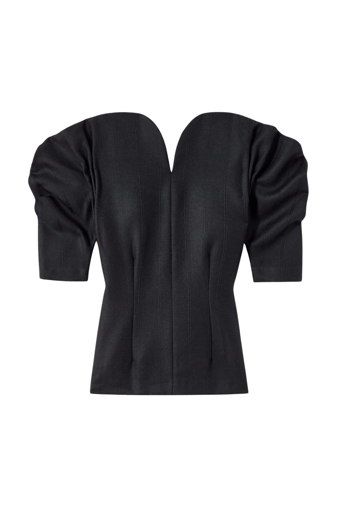 Destree-Black-virgin-wool-sculptural-top-with-puffed-sleeves39919_nobg Destree Black virgin wool sculptural top with puffed sleeves - Destree - Graphic Parisian Fashion - Shop at Luxury Shoes