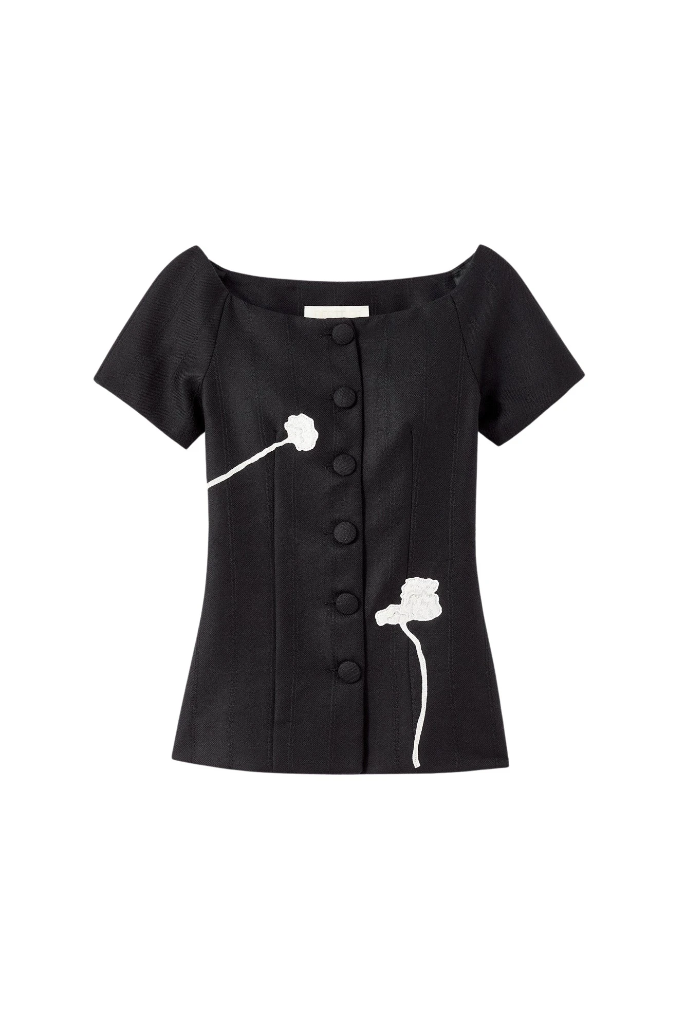 Destree-Black-virgin-wool-top-with-floral-embroidery59772_nobg Destree Black virgin wool top with floral embroidery - Destree - Graphic Parisian Fashion - Shop at Luxury Shoes