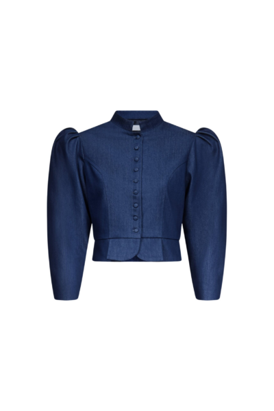 Destree Blue denim puff sleeve jacket - Destree - Graphic Parisian Fashion - Shop at Luxury Shoes 