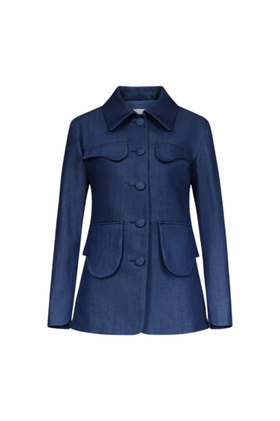 Destree Blue denim utility button-front jacket - Destree - Graphic Parisian Fashion - Shop at Luxury Shoes 