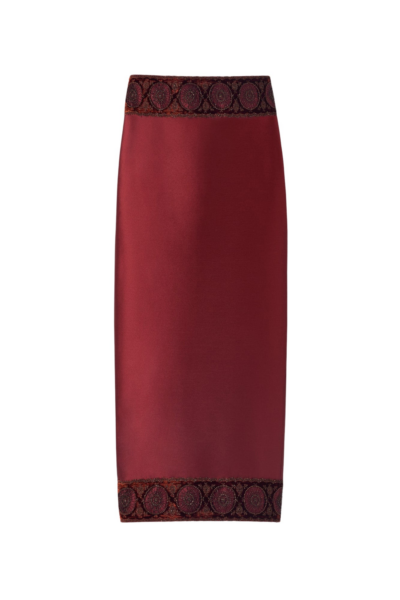 Destree Burgundy midi skirt with embroidered details - Destree - Graphic Parisian Fashion - Shop at Luxury Shoes 