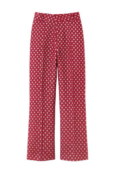 Destree Burgundy straight pants with golden details - Destree - Graphic Parisian Fashion - Shop at Luxury Shoes 
