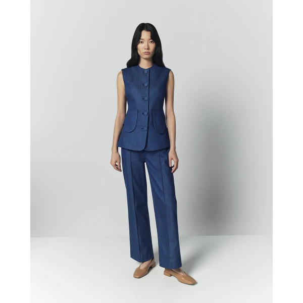 Destree Denim blue button-front vest - Destree - Graphic Parisian Fashion - Shop at Luxury Shoes 