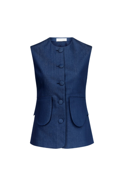 Destree Denim blue button-front vest - Destree - Graphic Parisian Fashion - Shop at Luxury Shoes 